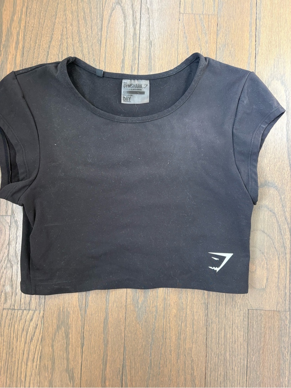 Gymshark Black Short Sleeve Crop Top with Logo